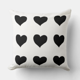 Cojín Decorativo corazones negros románticos