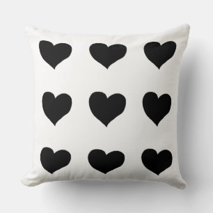 Cojín Decorativo corazones negros románticos