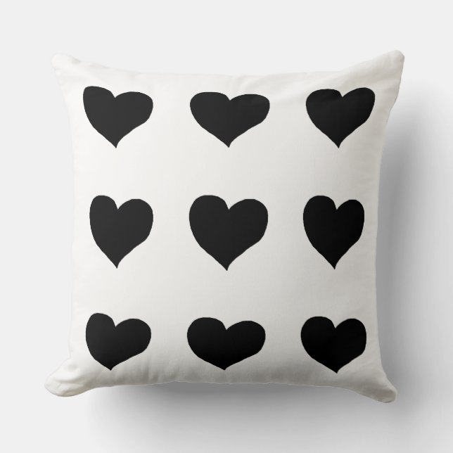 Cojín Decorativo corazones negros románticos (Anverso)