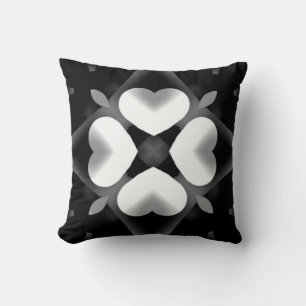 Cojín Decorativo Corazones negros y blancos y diamante