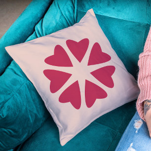Cojín Decorativo Corazones nucleares - imagen magenta roja.