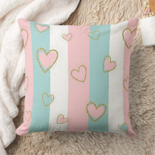 Cojín Decorativo Corazones Pastel Modernos con Sutiles Destellos Do