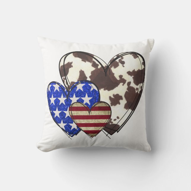 Cojín Decorativo Corazones patrióticos (Anverso)