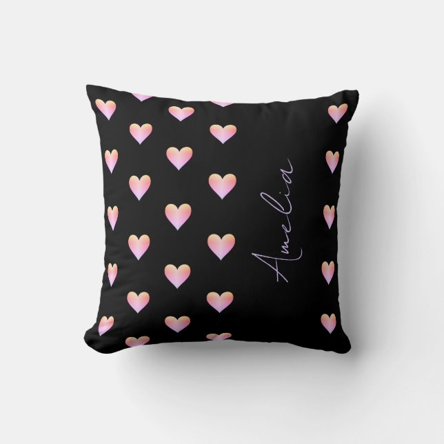 Cojín Decorativo Corazones personalizados Black Pink Modern (Anverso)
