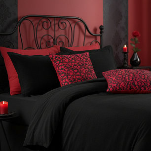 Cojín Decorativo Corazones rojos en San Valentín negro