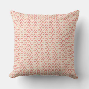 Cojín Decorativo Corazones rojos pequeños en rosa pastel