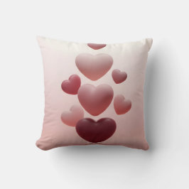 Cojín Decorativo corazones rojos sobre fondo rosa pastel, San Valen