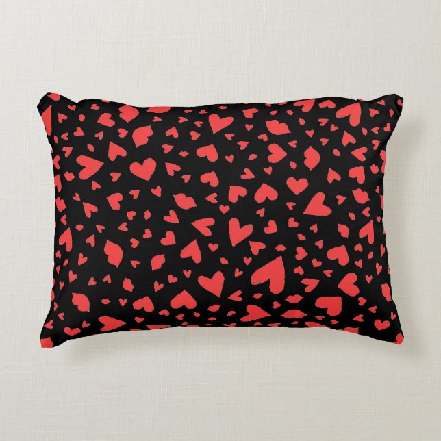Cojín Decorativo Corazones rojos y besos (Anverso)