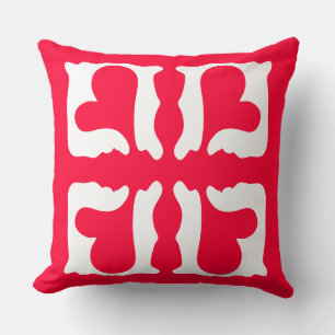Cojín Decorativo Corazones rojos y blancos del arte pop