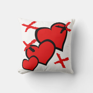 Cojín Decorativo Corazones rojos y Xs Pop Art