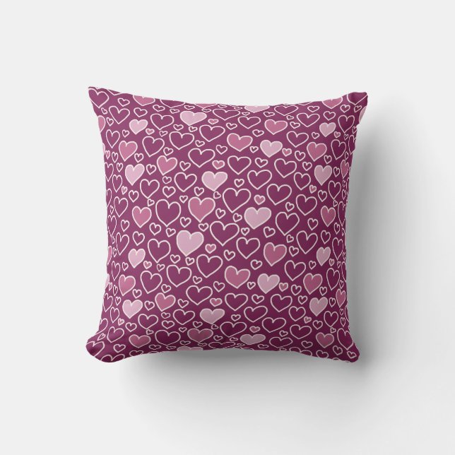 Cojín Decorativo Corazones rosa y morado (Anverso)