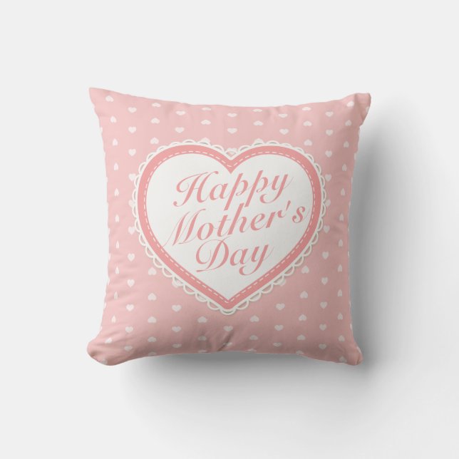 Cojín Decorativo Corazones rosados del Día de la Madre Feliz Elegan (Anverso)