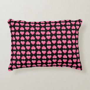 Cojín Decorativo Corazones rosados en negro