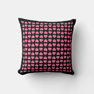 Cojín Decorativo Corazones rosados en negro