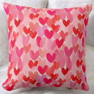 Cojín Decorativo Corazones Rosados Rojos Amor Día de San Valentín