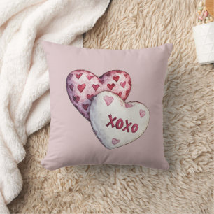 Cojín Decorativo Corazones Rosados Rojos XOXO