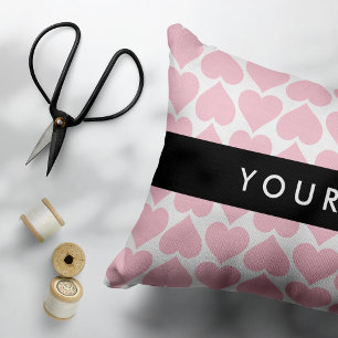 Cojín Decorativo Corazones rosados, románticos, su nombre, personal