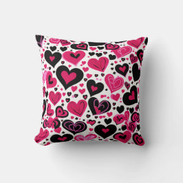 Cojín Decorativo Corazones rosados y negros