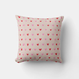 Cojín Decorativo Corazones Rosados y Rojos Dibujados a Mano Acogedo