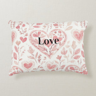 Cojín Decorativo Corazones Rosas Amor Floral