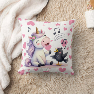 Cojín Decorativo Corazones Rosas de Unicornio
