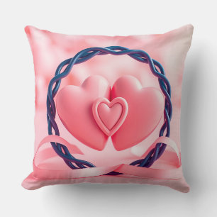 Cojín Decorativo Corazones rosas y cinta que simbolizan romance y a