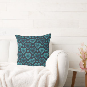 Cojín Decorativo Corazones verde azulados
