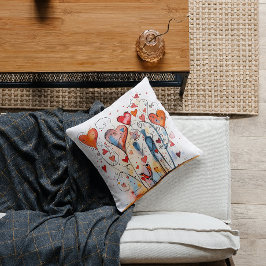 Cojín Decorativo Corazones vibrantes y coloridos | Feliz