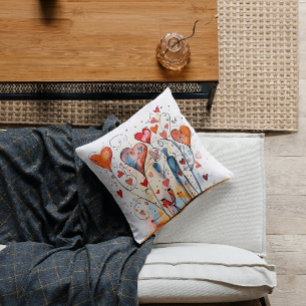 Cojín Decorativo Corazones vibrantes y coloridos Feliz