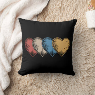 Cojín Decorativo Corazones Vintage Regalo Retro Genial del Día de S