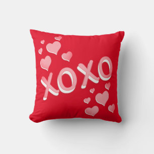 Cojín Decorativo Corazones XOXO en rojo