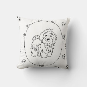 Cojín Decorativo Corazones y Pawprints de Havanese