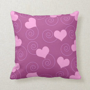 Cojín Decorativo Corazones y remolinos rosados