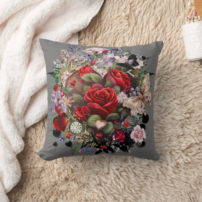 Cojín Decorativo Corazones y Rosas (Manta)
