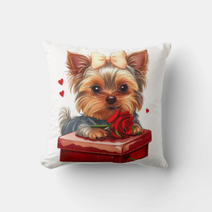 Cojín Decorativo Corazones yorky de la madre día de San Valentín