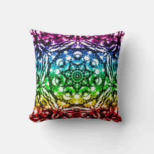 Cojín Decorativo Corbata de arcoíris con tinte mandala estrella