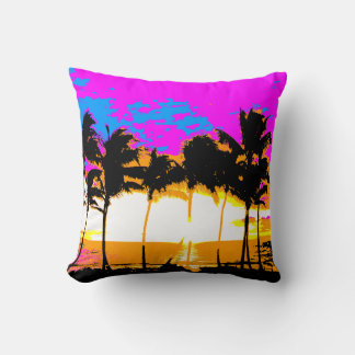 Cojín Decorativo Corey Tiger 80s Vintage Palmeras Atardecer