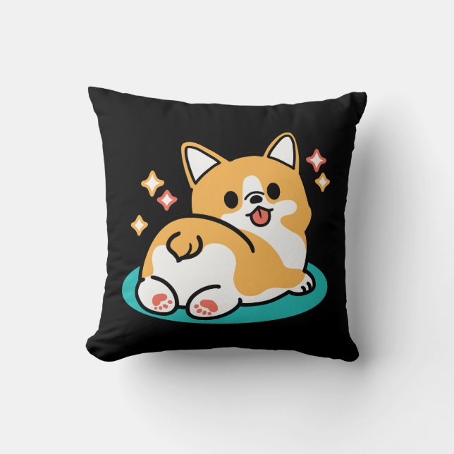 Cojín Decorativo Corgi Butt y Nap Vibes - Perro durmiente suave (Anverso)