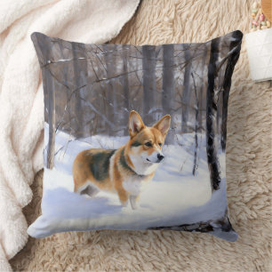Cojín Decorativo Corgi Deja que nieve Navidad