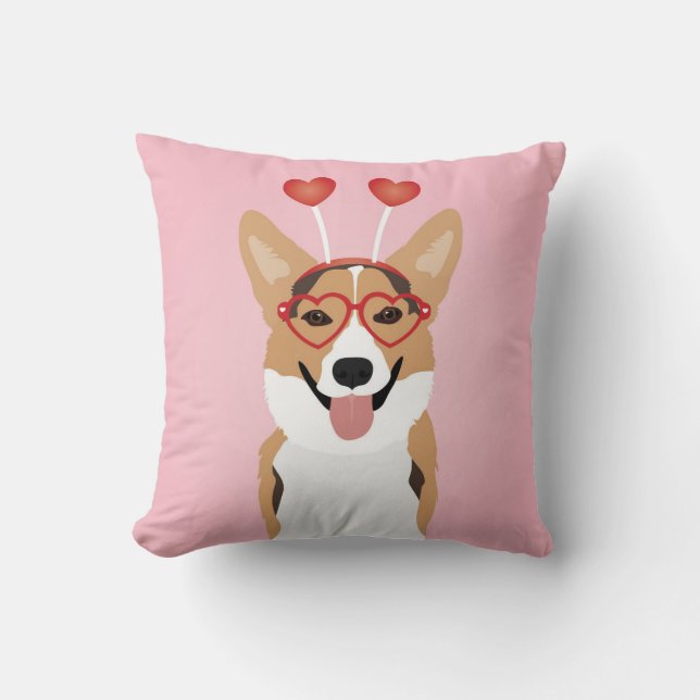 Cojín Decorativo Corgi Dog Día de San Valentín (Anverso)