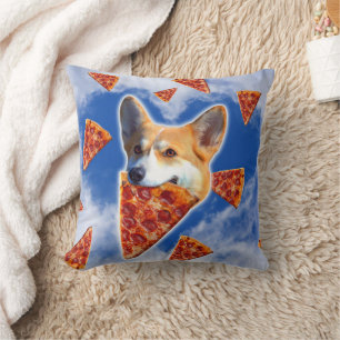 Cojín Decorativo Corgi Dog Eating Pizza