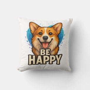 Cojín Decorativo Corgi Feliz con Corazón Colorido - Diseño para ama