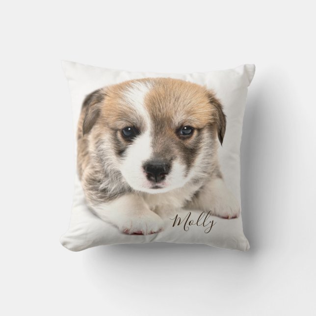Cojín Decorativo Corgi galés de cachorro suave (Anverso)