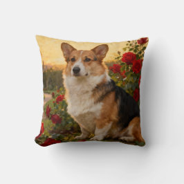 Cojín Decorativo Corgi in the Roses II
