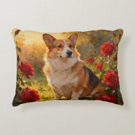 Cojín Decorativo Corgi in the Roses III