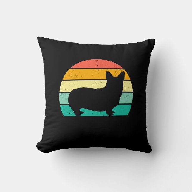 Cojín Decorativo Corgi retro Sunset (Anverso)