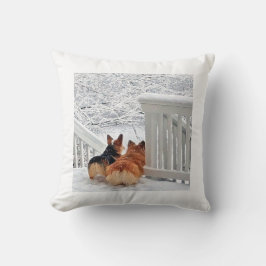 Cojín Decorativo Corgis en la nieve