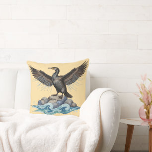 Cojín Decorativo Cormorán sobre las rocas