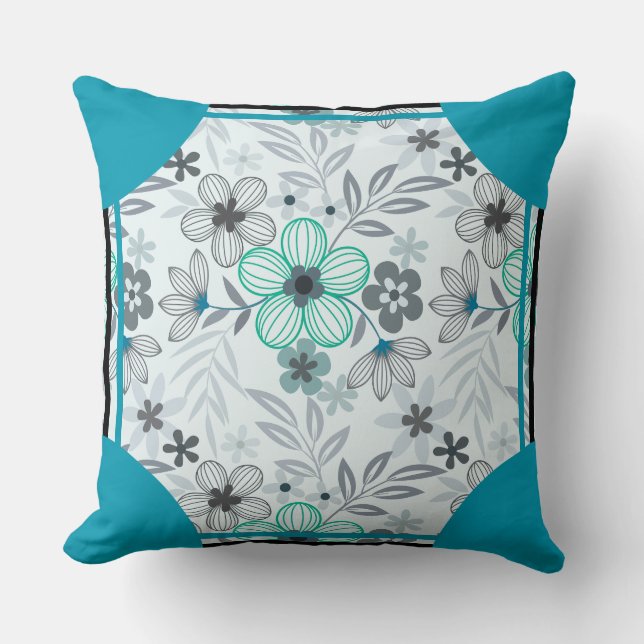 Cojín Decorativo Cornerstone Blossom Turquesa (Anverso)