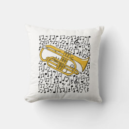 Cojín Decorativo Cornet Musical Notes Cornetist Brass Músico